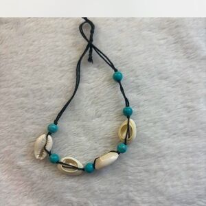 Shell and Bead Necklace with Black Cord